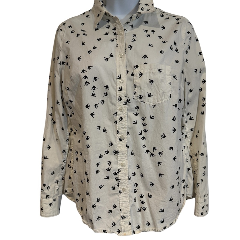 Banana Republic Cream and Black Soft Wash Shirt